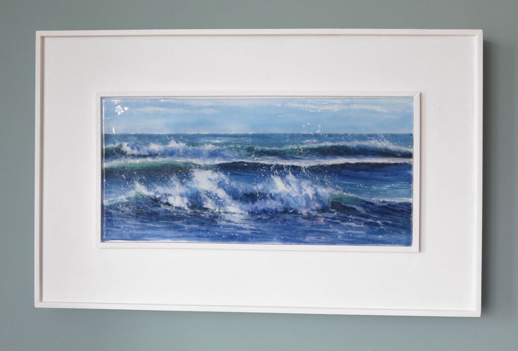 Atlantic Horizon, painted fused glass by Jane Reeves